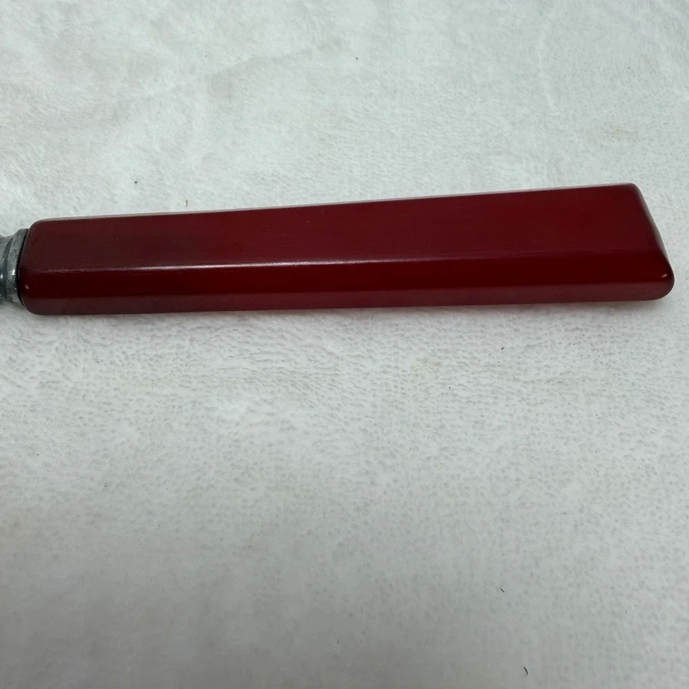 VTG Red Bakelite Handle Cake Pie Cutter‎ Server Comb Edge MCM 9.5